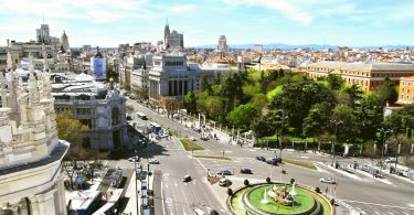 vue aérienne de la place cibeles à madrid